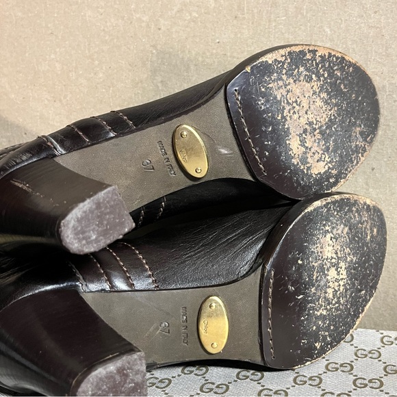 Sz 7 WOMENS CHLOE ANKLE BOOTS LEATHER BROWN - Picture 6 of 7